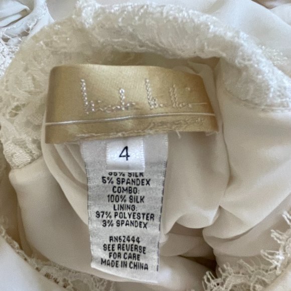 Nicole Miller "Nina" Design Silk Ivory and Lace Wedding Gown with Train Size 4 - Picture 7 of 8